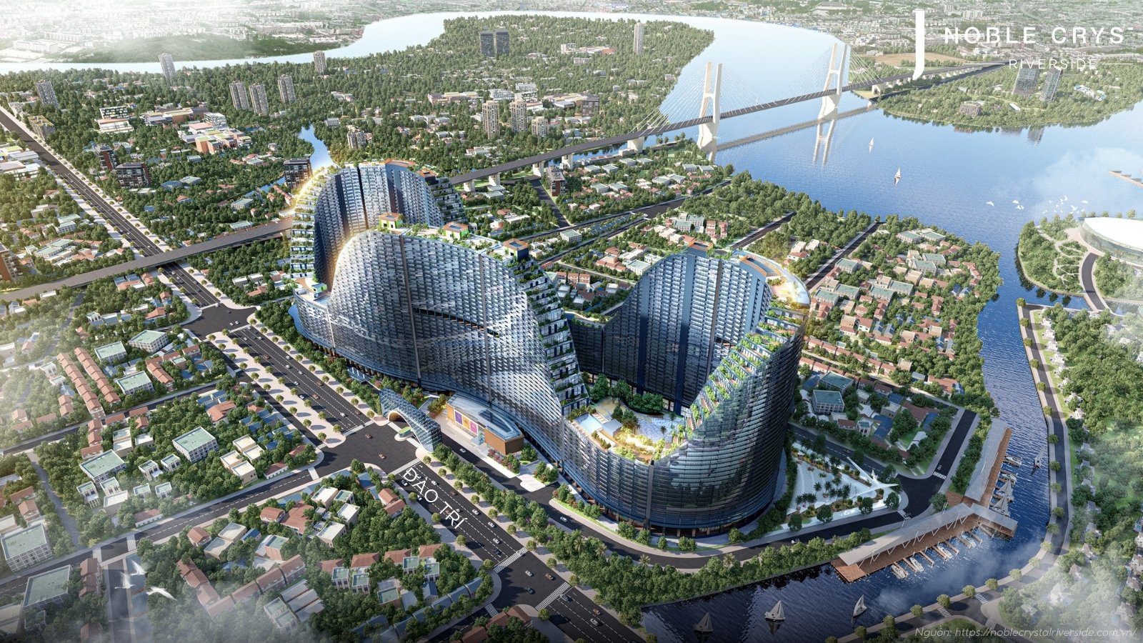 Phối cảnh tổng thể dự án Noble Crytal Riverside tọa lạc ven sông Sài Gòn