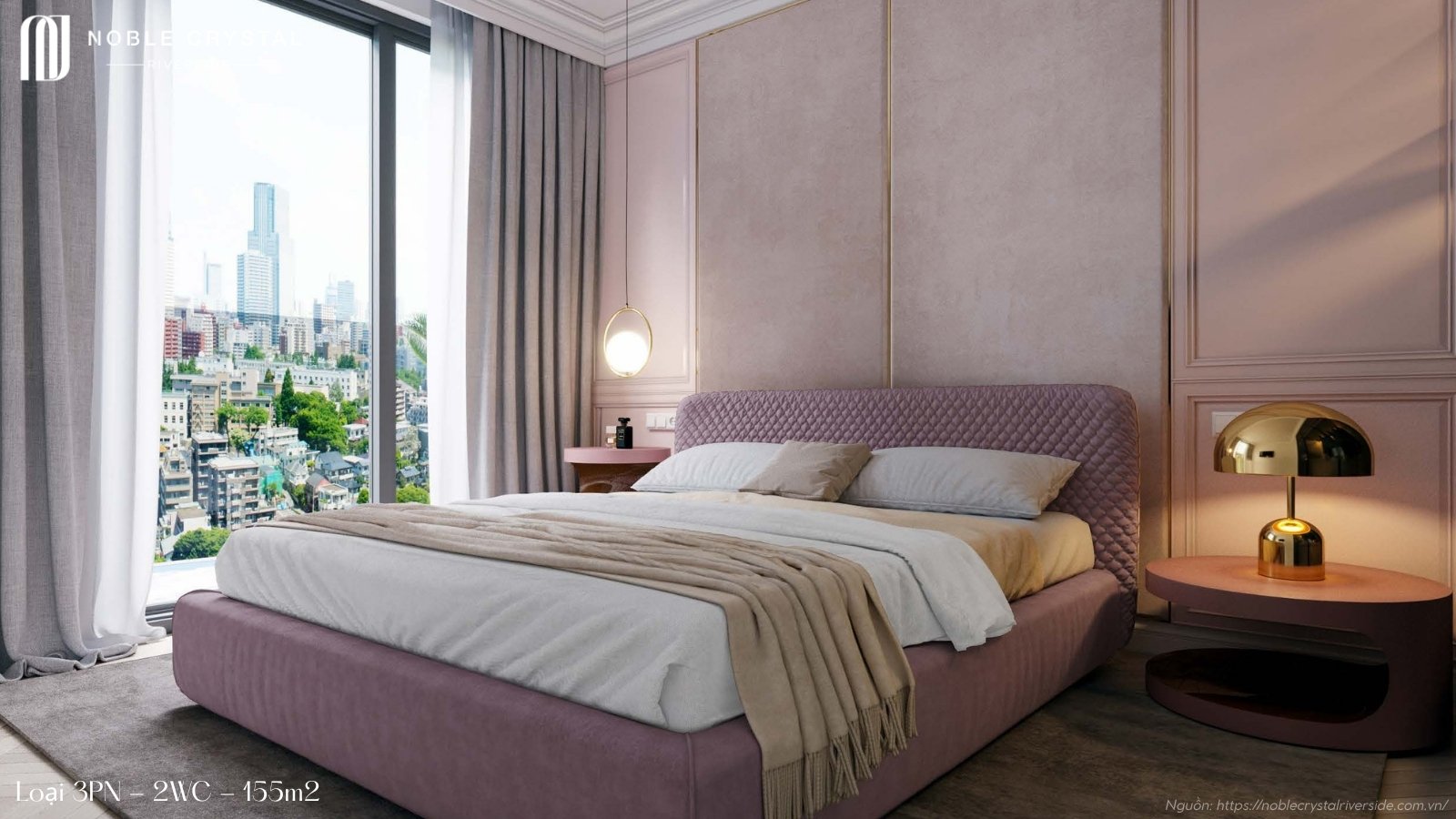 Nhà mẫu căn hộ 3 phòng ngủ, 2 WC, 155m2 chung cư Noble Crystal Riverside quận 7