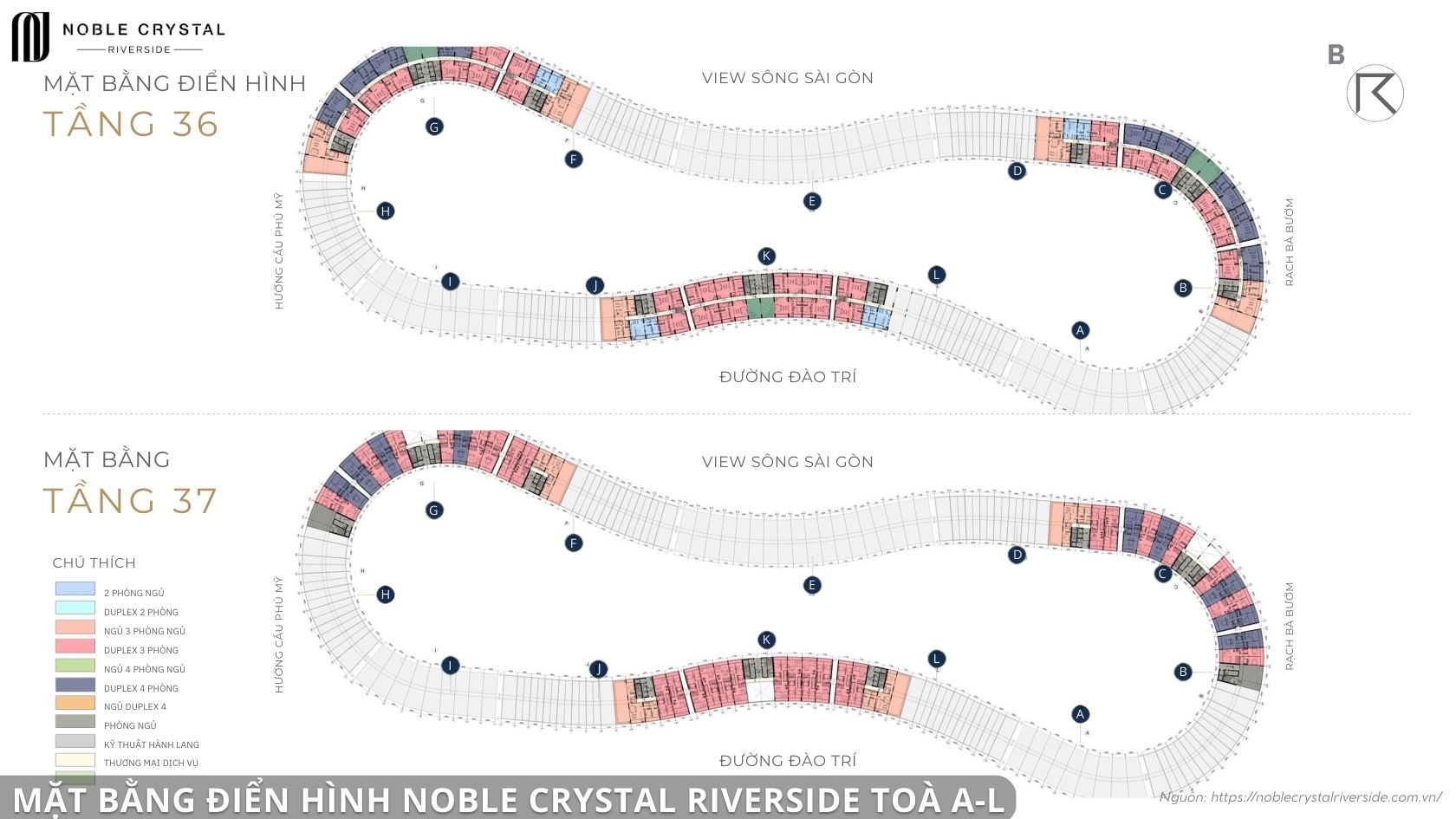 Mặt bằng điển hình Noble Crystal Riverside toà A-L