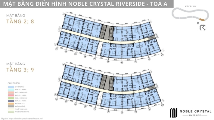 Mặt bằng điển hình Noble Crystal Riverside toà A