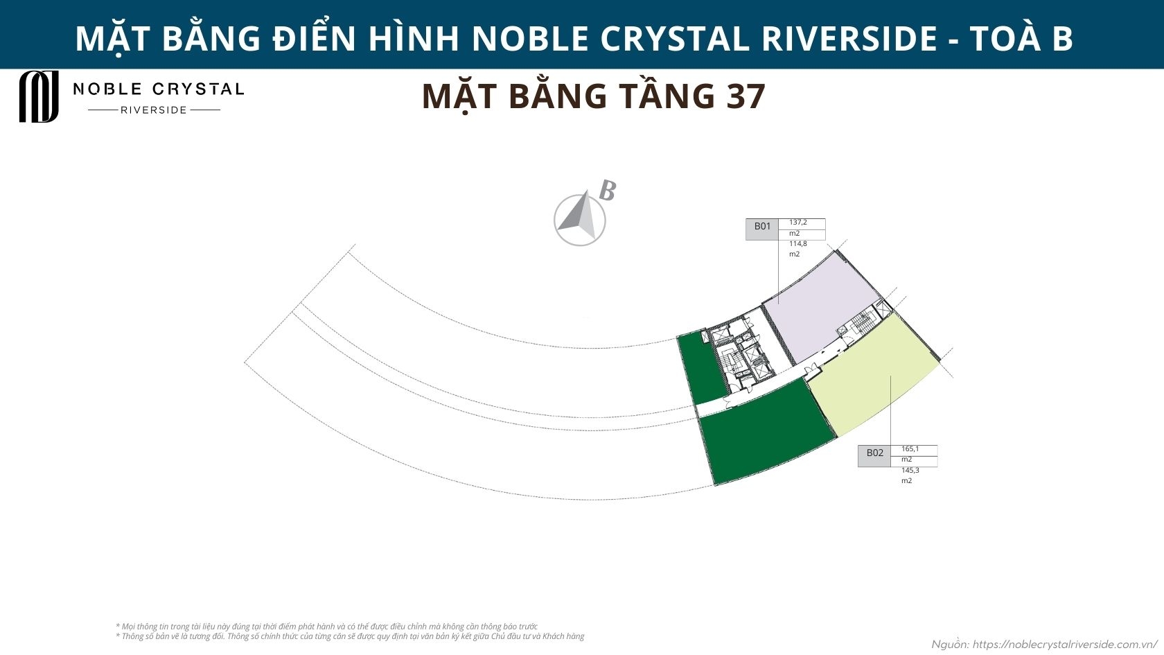 Mặt bằng điển hình Noble Crystal Riverside toà B