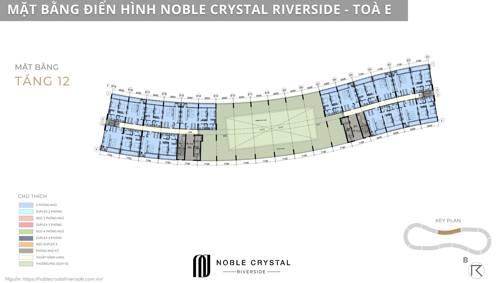Mặt bằng điển hình Noble Crystal Riverside toà E