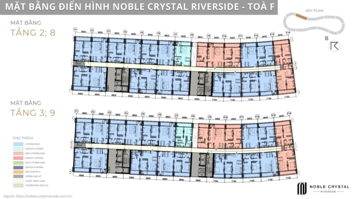 Mặt bằng điển hình Noble Crystal Riverside toà F