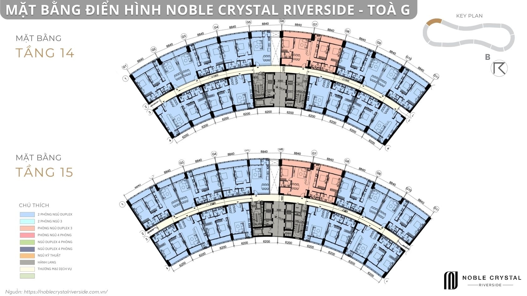 Mặt bằng điển hình Noble Crystal Riverside toà G