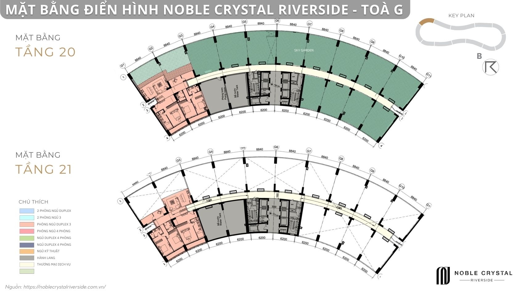 Mặt bằng điển hình Noble Crystal Riverside toà G