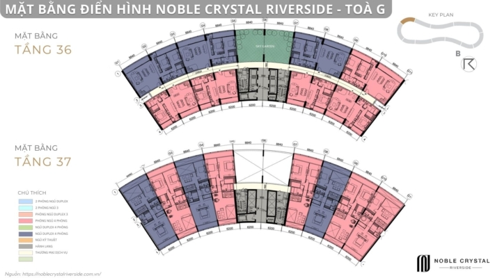 Mặt bằng điển hình Noble Crystal Riverside toà G