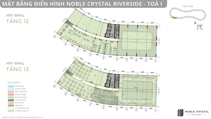 Mặt bằng điển hình Noble Crystal Riverside toà I