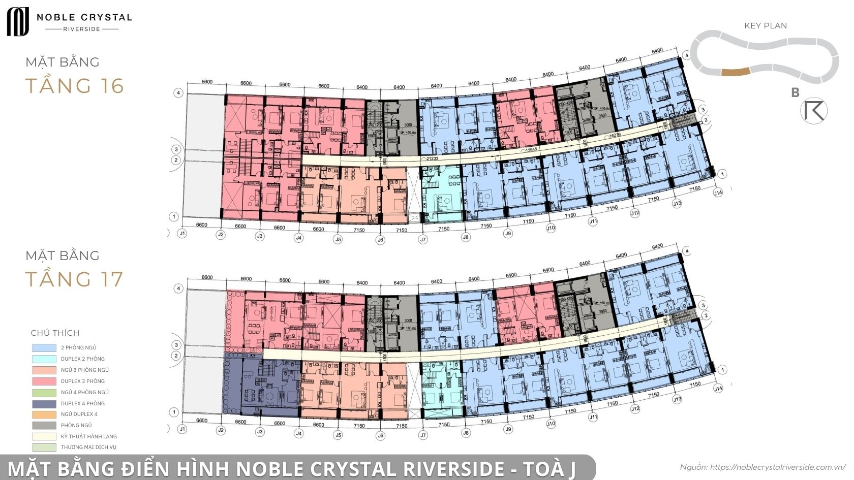 Mặt bằng điển hình Noble Crystal Riverside toà J