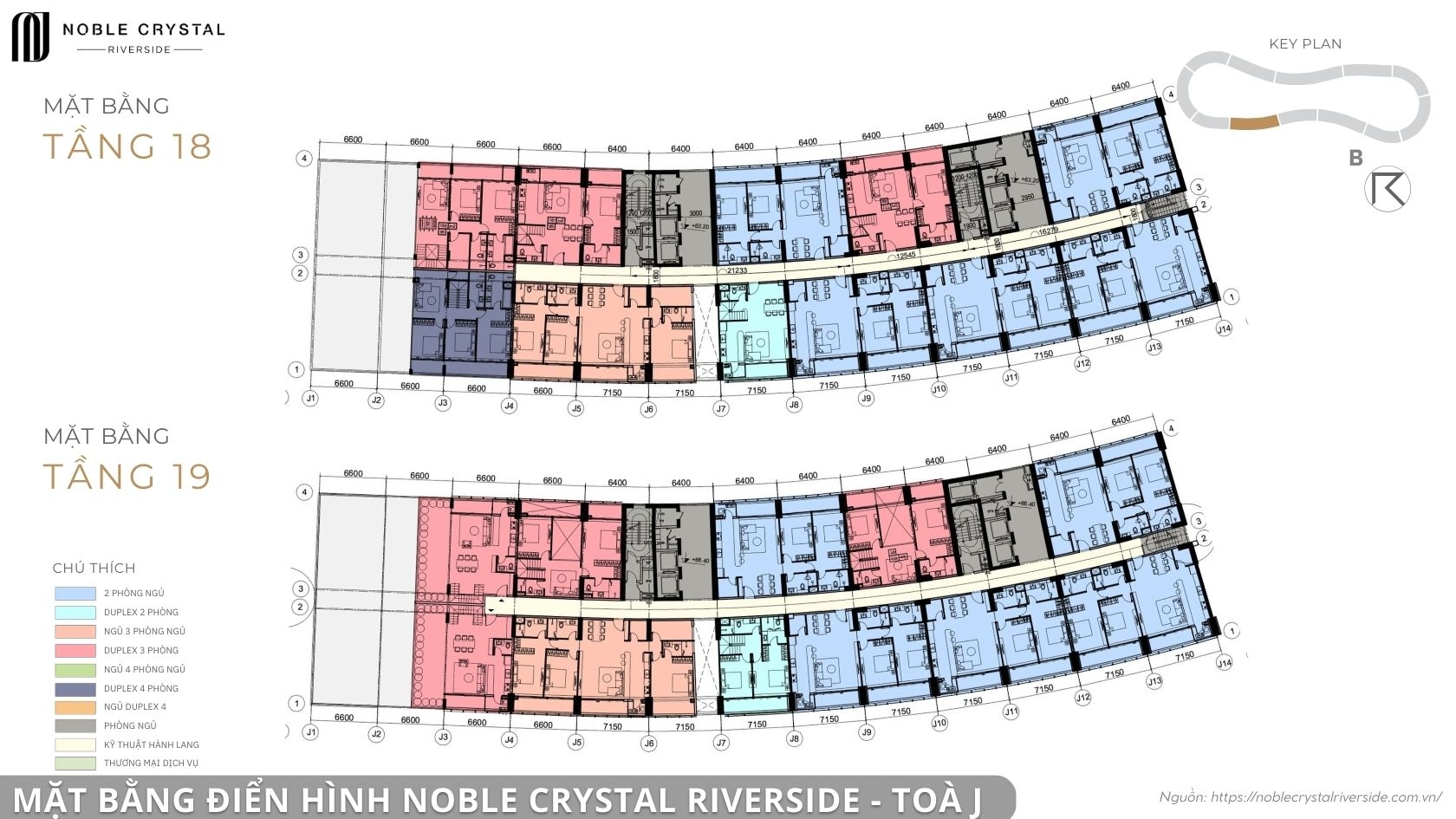 Mặt bằng điển hình Noble Crystal Riverside toà J