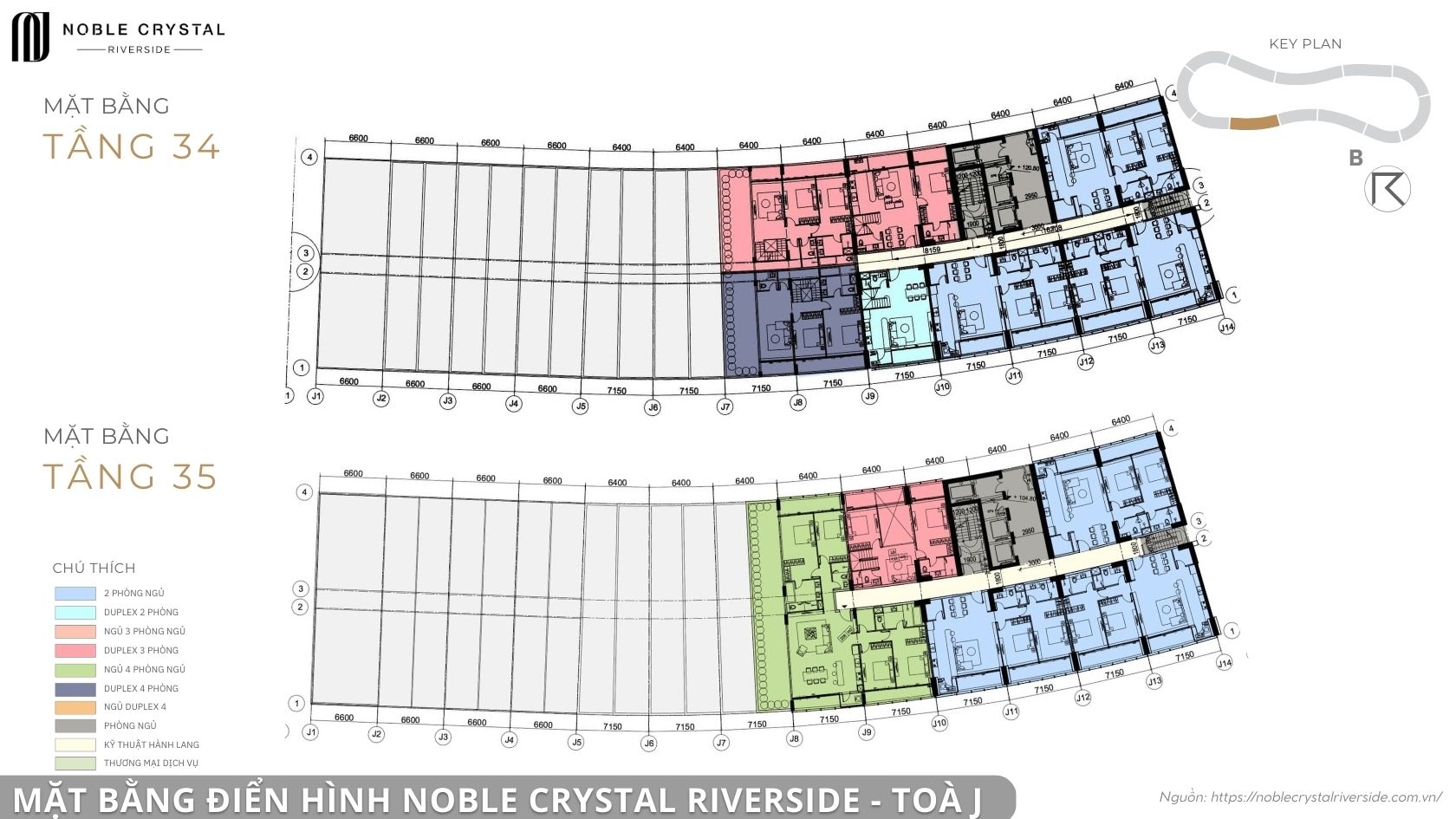 Mặt bằng điển hình Noble Crystal Riverside toà J