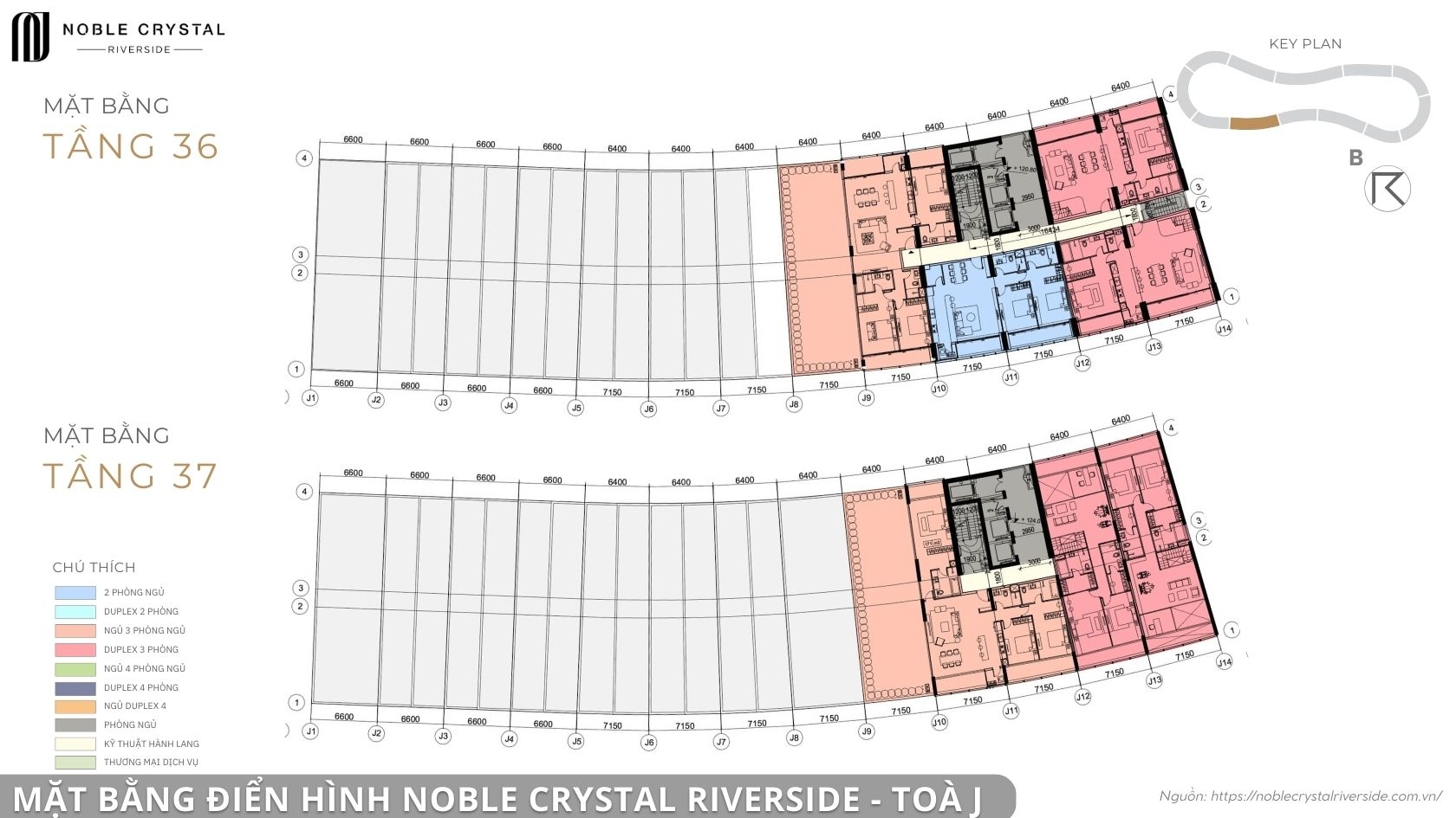 Mặt bằng điển hình Noble Crystal Riverside toà J