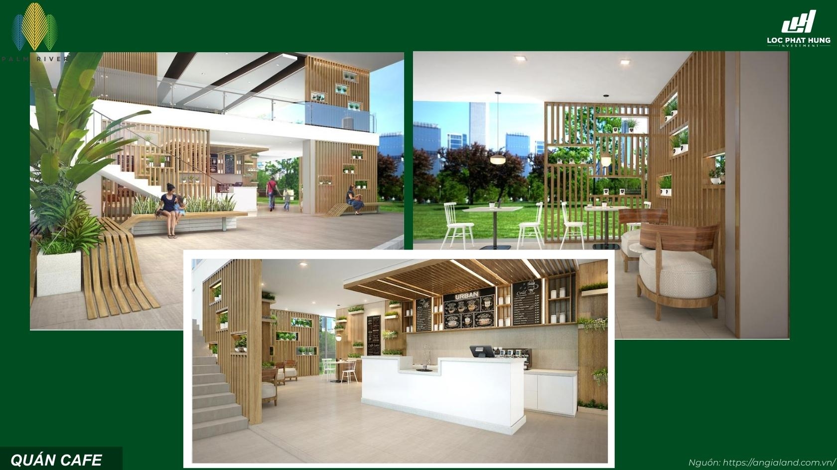 Không gian quán cafe nội khu sang trọng tại dự án căn hộ Palm River Quận 2