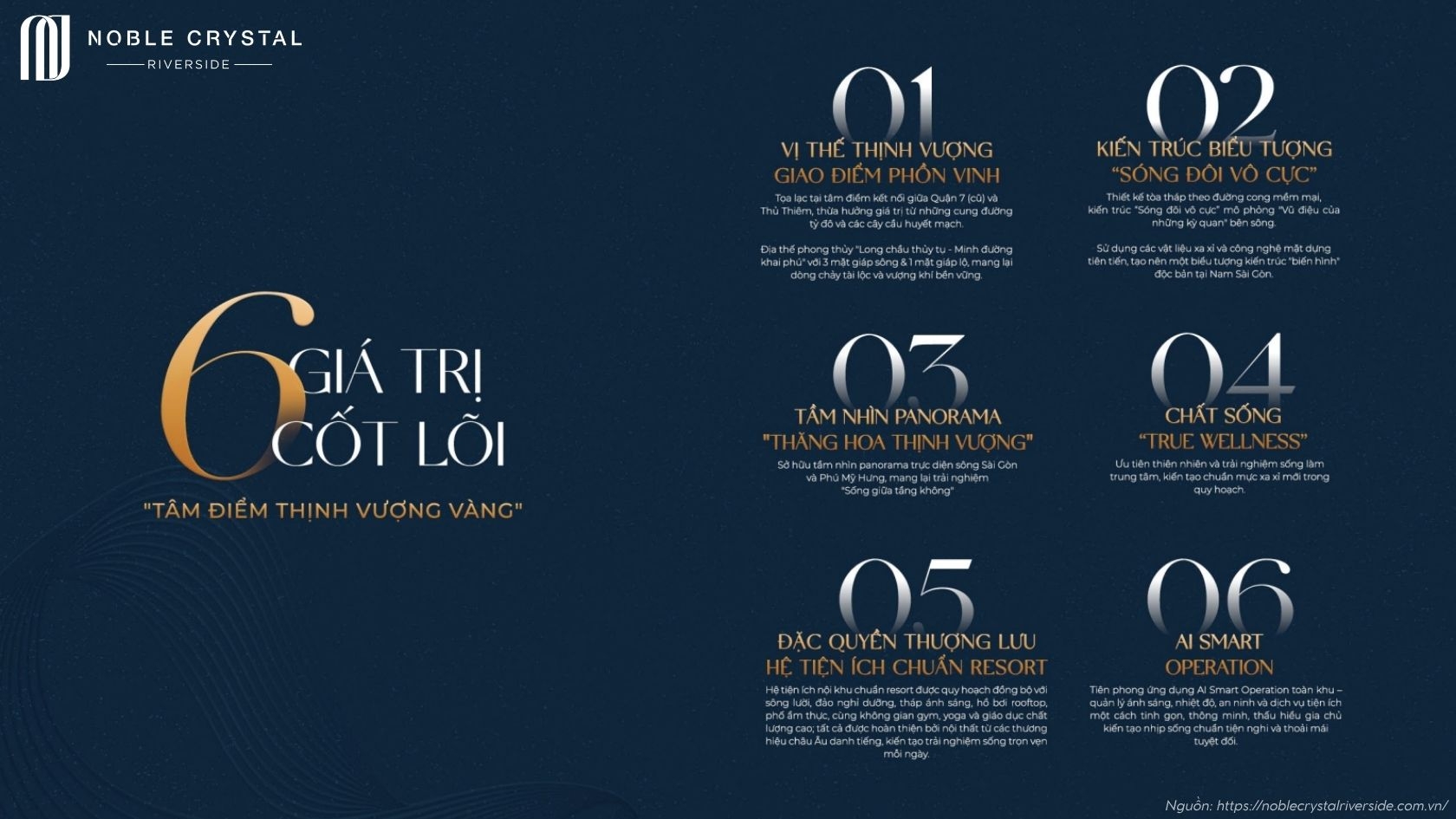 6 Giá Trị Cốt Lõi Dự án Noble Crystal Riverside