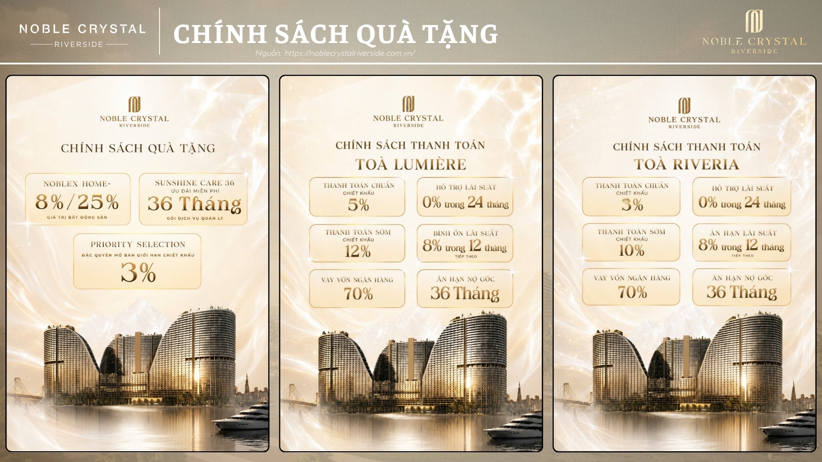 Chính Sách Quà Tặng Tòa A Và Tòa D Dự án Noble Crystal Riverside