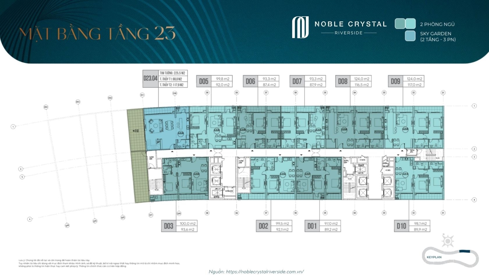 Mặt Bằng Tầng điển Hình Toà D Noble Crystal Riverside