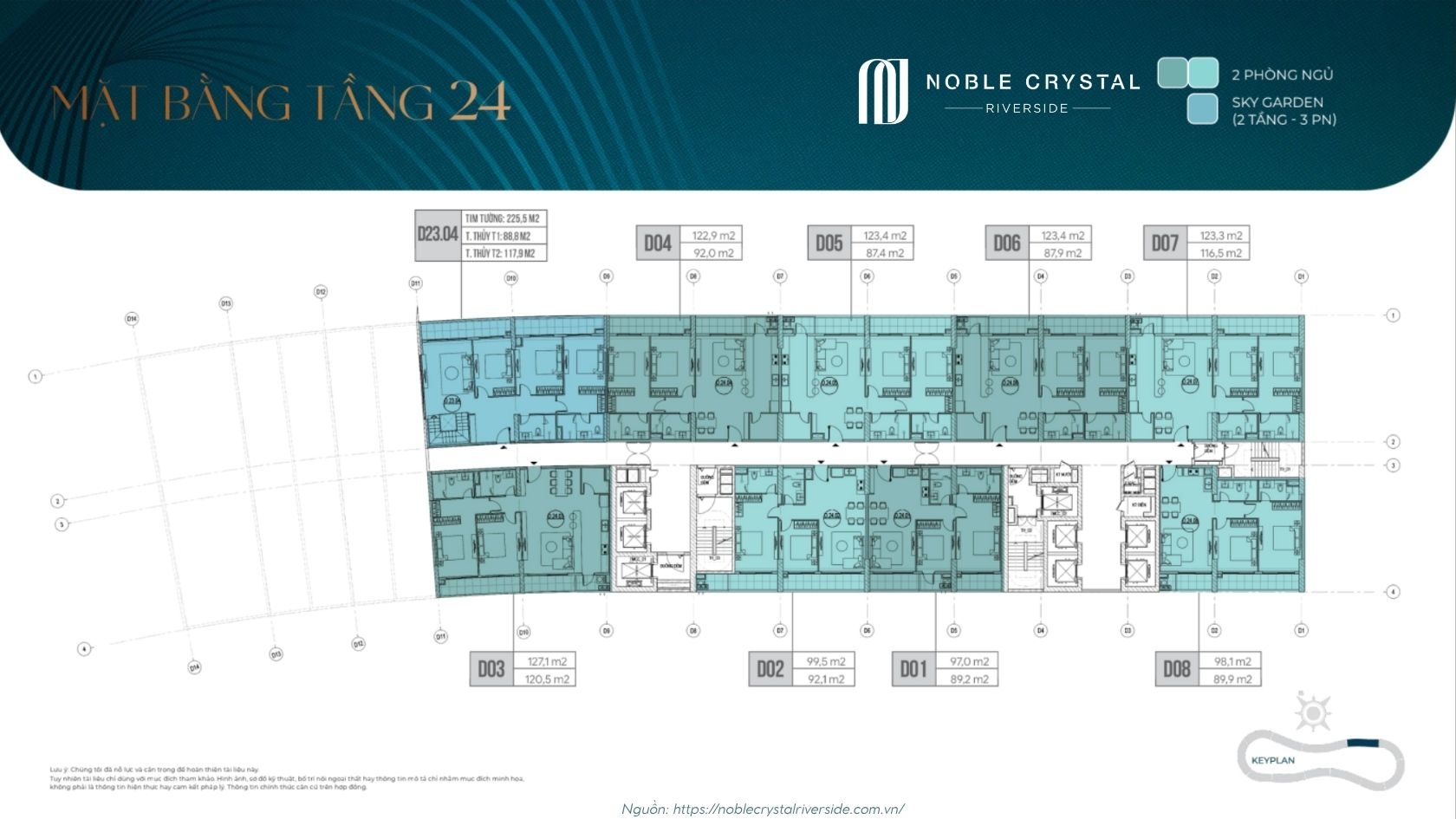 Mặt Bằng Tầng điển Hình Toà D Noble Crystal Riverside