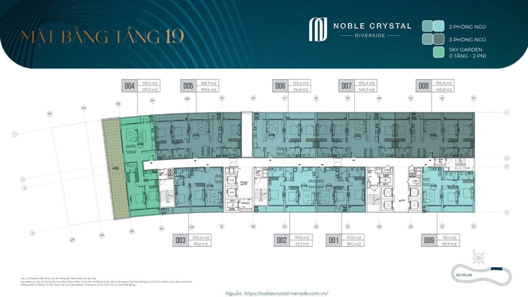 Mặt Bằng Tầng điển Hình Toà D Noble Crystal Riverside