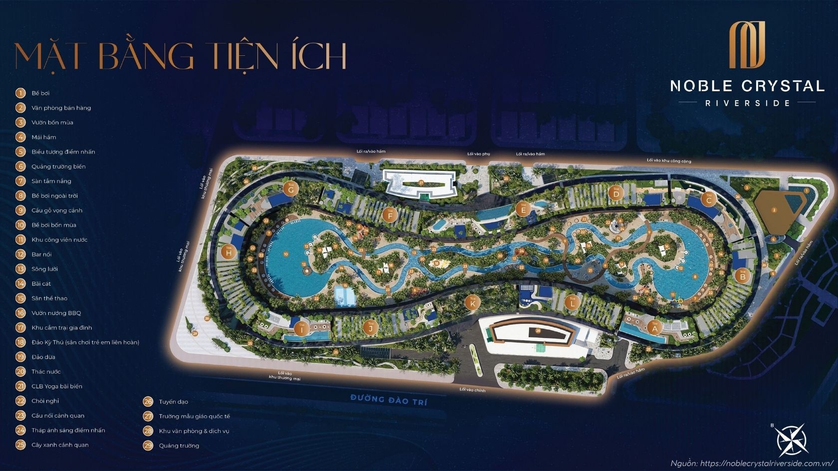 Mặt Bằng Tiện ích Dự án Noble Crystal Riverside