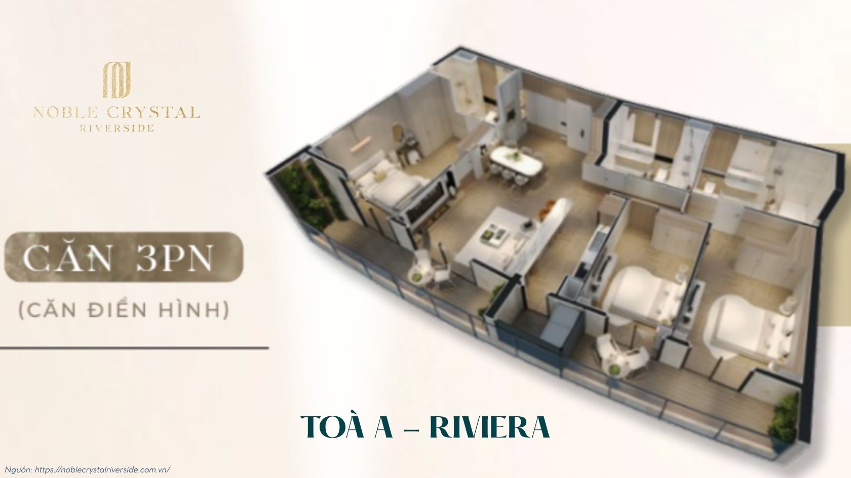 Các Loại Hình Căn Hộ Toà D (Riviera) Noble Crystal Riverside