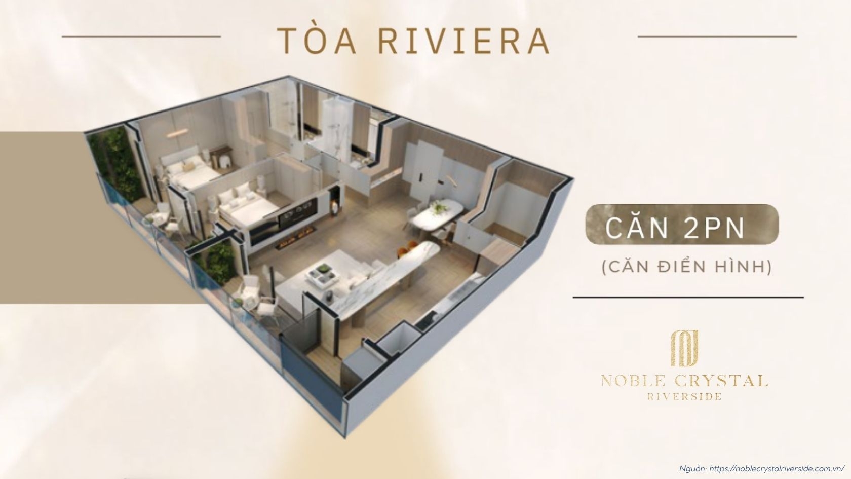Các Loại Hình Căn Hộ Toà D (Riviera) Noble Crystal Riverside