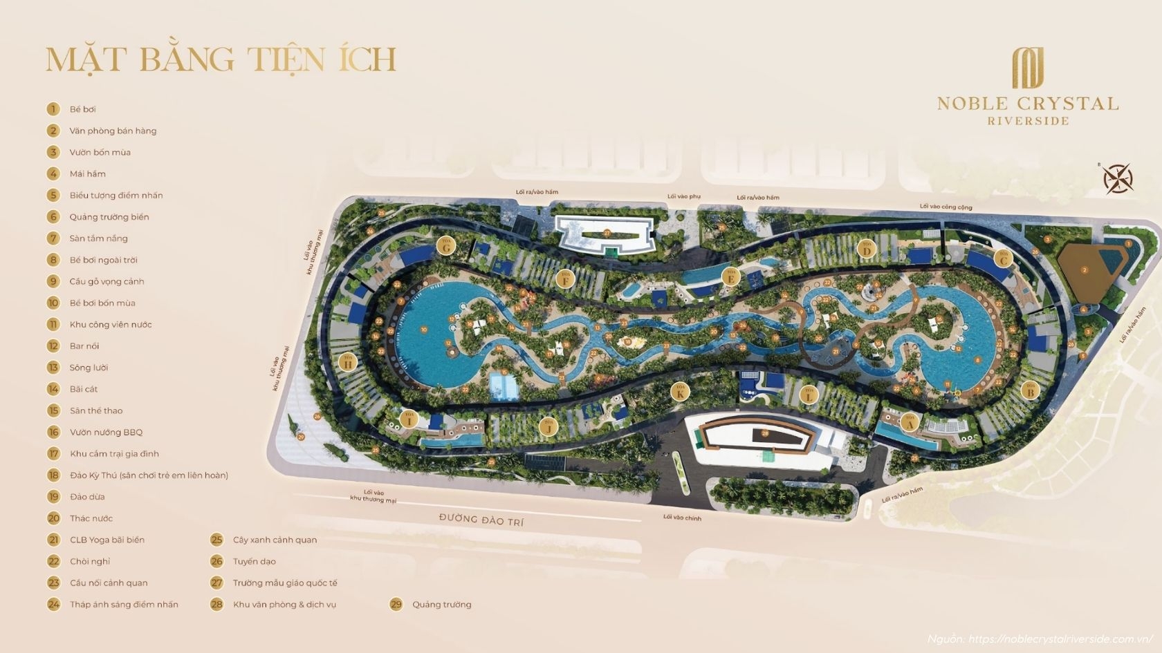 Mặt Bằng Tiện ích Dự án Noble Crystal Riverside